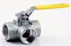 3 way L port stainless steel ball valve